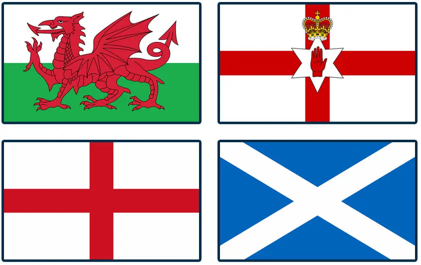 The flags of the 4 nations